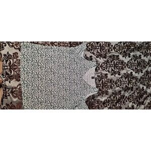 Emery Rose XL Green & White Cold Shoulder Top